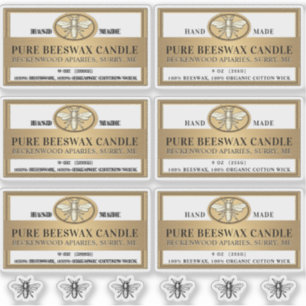 Etiket voor metalen gouden bijenwas met bijen sticker