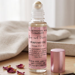 Etiket voor parfumrollerflesjes met namaak roze fo