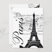 Etiket  voor Parijs en Eiffel Tower Briefkaart (Voorkant / Achterkant)
