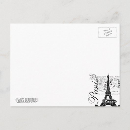Etiket  voor Parijs en Eiffel Tower Briefkaart (Achterkant)