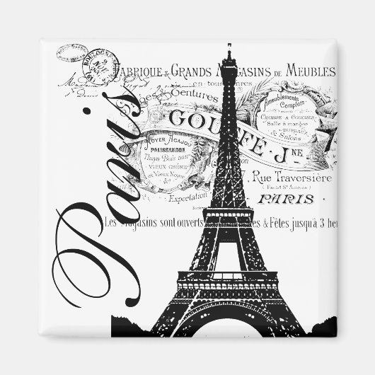 Etiket voor Parijs en Eiffel Tower Magneet (Voorkant)