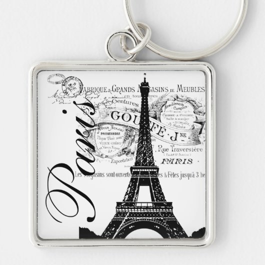 Etiket  voor Parijs en Eiffel Tower Sleutelhanger (Voorkant)