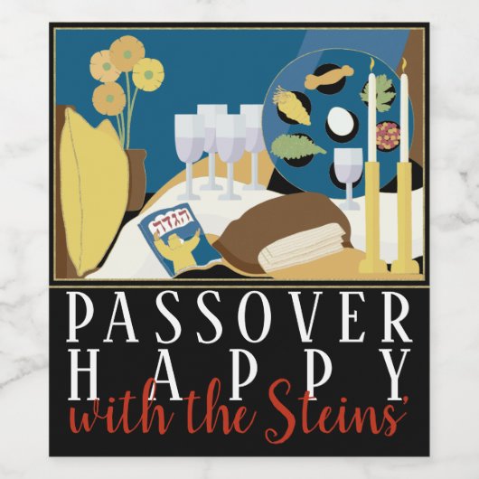 Etiket voor Passover Wine Fles De seder Table (Enkel label)