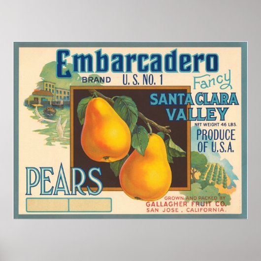 Etiket voor peren in Embarcadero Poster (Voorkant)