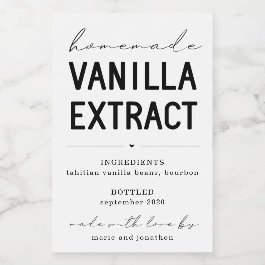 Etiket voor persoonlijk gemaakte vanille-uittrekse (Enkel label)