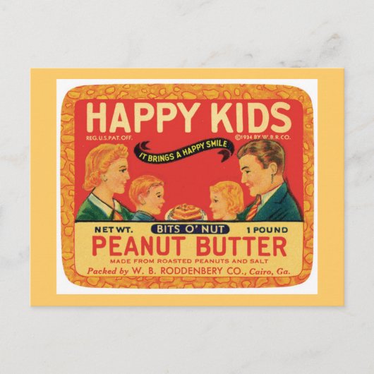 Etiket voor pindakaas voor voedingsproducten briefkaart (Voorkant)