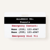 Etiket voor pinda's Voedingsallergie Badge (Achterkant)