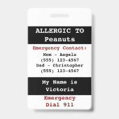 Etiket voor pinda's Voedingsallergie Badge (Achterkant)