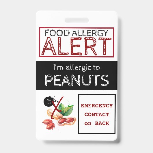 Etiket voor pinda's Voedingsallergie Badge (Voorzijde)