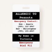 Etiket voor pinda's Voedingsallergie Badge (Achterkant)