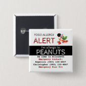 Etiket voor pinda's Voedingsallergie Vierkante Button 5,1 Cm (Voorkant /achterkant)