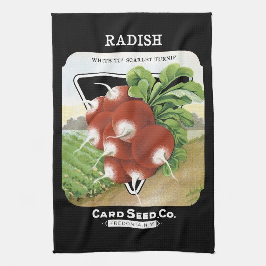 Etiket voor Radish Seed Packet Theedoek (Verticaal)