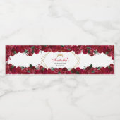 Etiket voor rode en goudflesjes Quinceanera Water (Enkel label)