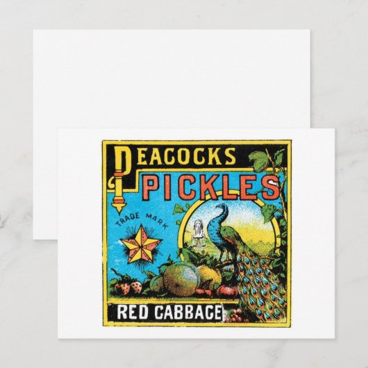 Etiket voor rode kool in Peacock Briefkaart (Voorkant / Achterkant)