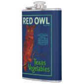 Etiket voor rode ovale groenten heupfles (Links)