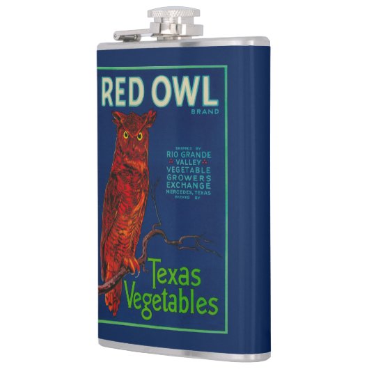 Etiket voor rode ovale groenten heupfles (Links)