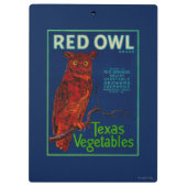 Etiket voor rode ovale groenten klembord (Achterkant)