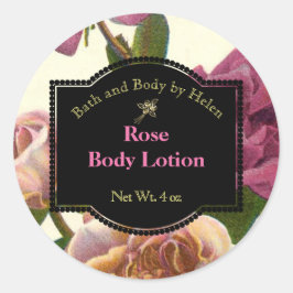 Etiket voor roos met de naam zeep en bakkerijprodu