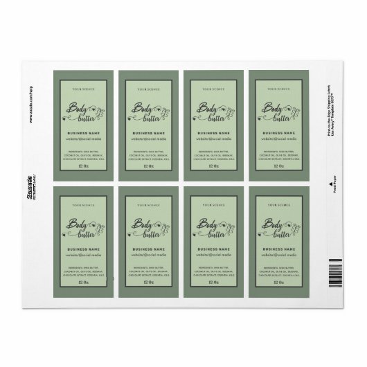 Etiket voor schattige scriptvlinder (Full Sheet)