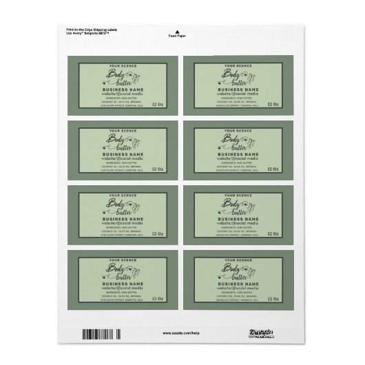 Etiket voor schattige scriptvlinder (Full Sheet)