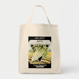 Etiket voor selderij-zaad tote bag