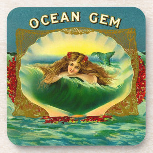 Etiket voor sigaren op basis van Ocean Gem mermaid Bier Onderzetter