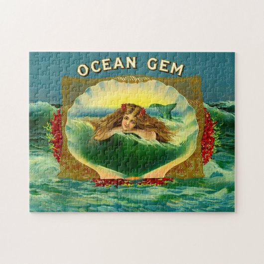 Etiket voor sigaren op basis van Ocean Gem mermaid Legpuzzel (Horizontaal)