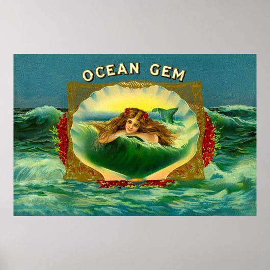 Etiket voor sigaren op basis van Ocean Gem mermaid Poster (Voorkant)