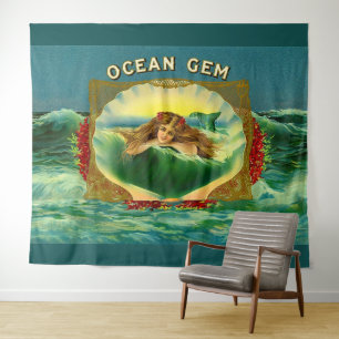 Etiket voor sigaren op basis van Ocean Gem mermaid Wandkleed