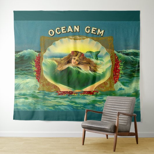 Etiket voor sigaren op basis van Ocean Gem mermaid Wandkleed (In Situ (horizontaal))