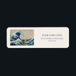ETIKET VOOR TERUGDRANK : HOKUSAI : DE WAVE<br><div class="desc">LABEL ADRES : HOKUSAI : UKIYO AFDRUKKEN : WAVE</div>