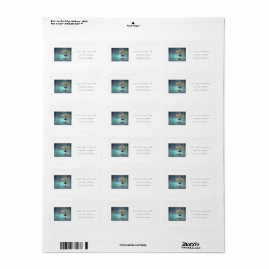 ETIKET VOOR TERUGDRUK : "TREE OP EEN EILAND" (Full Sheet)