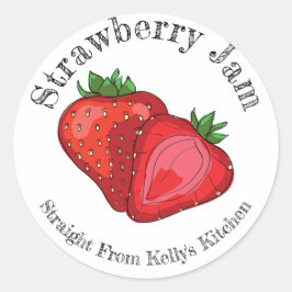 Etiket voor thuis geblancheerde aardbeienjam