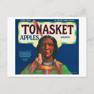 Etiket voor tong-appel - Tonasket, WA Briefkaart