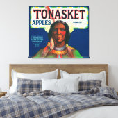 Etiket voor tong-appel - Tonasket, WA Canvas Afdruk (Insitu (Slaapkamer))