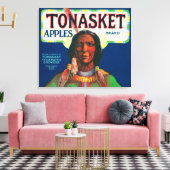Etiket voor tong-appel - Tonasket, WA Canvas Afdruk (Insitu (Woonkamer))