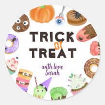 Etiket voor trick ors treat, monsters, Halloween