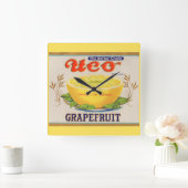 Etiket voor Uco-merk Grapefruits uit 1930 Vierkante Klok (Huis)