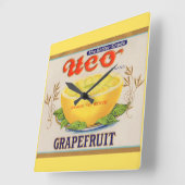 Etiket voor Uco-merk Grapefruits uit 1930 Vierkante Klok (Hoek)