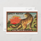 Etiket voor  veiligheidsmatchen - tijger briefkaart (Voorkant / Achterkant)