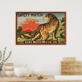 Etiket voor  veiligheidsmatchen - tijger poster (Keuken)
