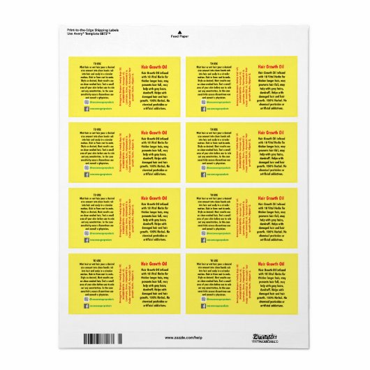 Etiket voor verpakking (Full Sheet)