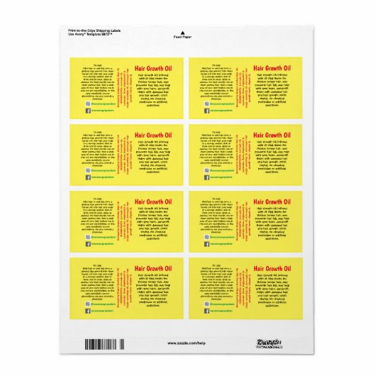 Etiket voor verpakking (Full Sheet)