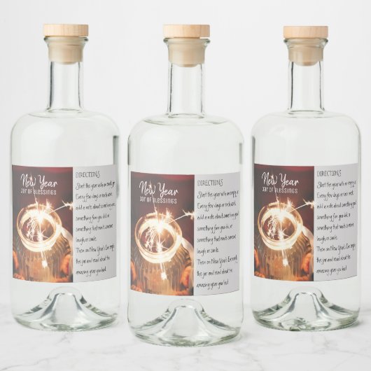 Etiket voor verzegelingen in het nieuwe jaar (Flessen)