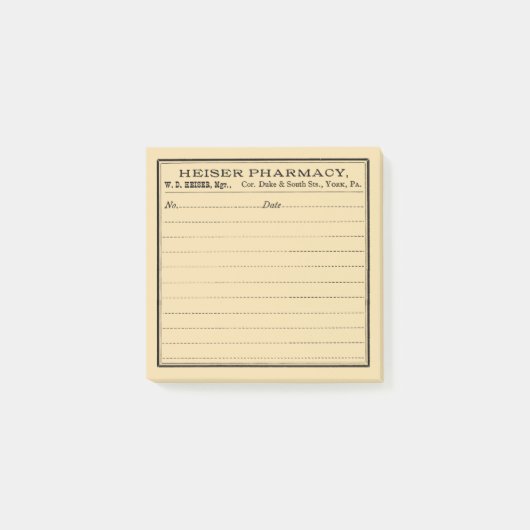 Etiket voor vierkant  op de apotheek post-it® notes (Voorkant)