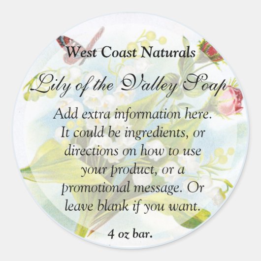 Etiket voor vlinderzeep en bath-producten - blauw (Voorkant)