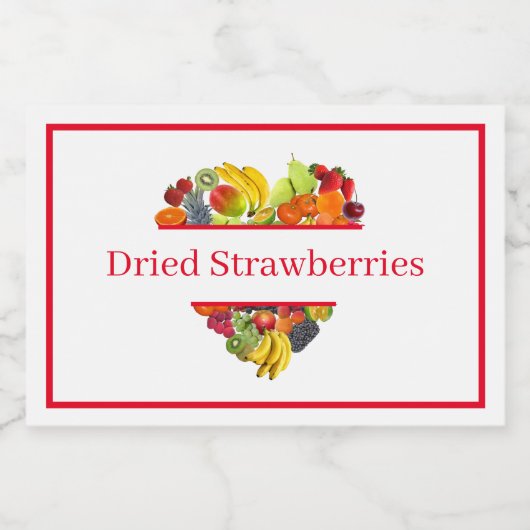 Etiket voor voedselcontainer Gedroogde aardbeien (Enkel label)