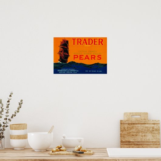 Etiket voor voetparels van de handelaarMedford, OF Poster (Keuken)