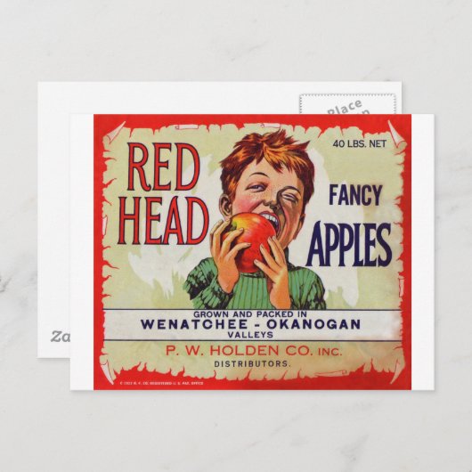 Etiket voor  vruchten - Rode hoofdappels Briefkaart (Voorkant / Achterkant)