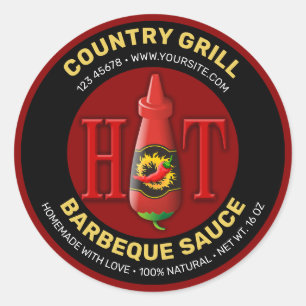 Etiket voor warme sausfles